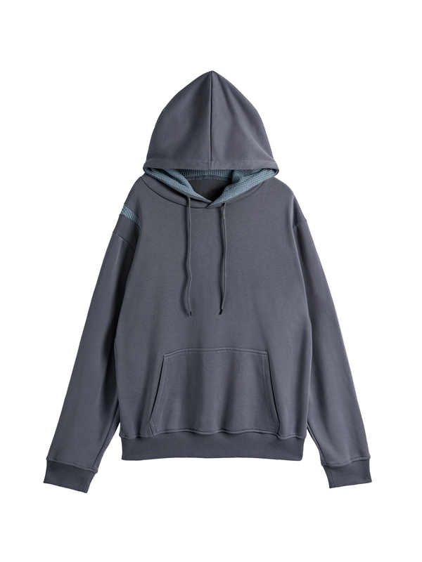 Men's Irregular Waffle Splice Reversible Oversized Hoodie-2