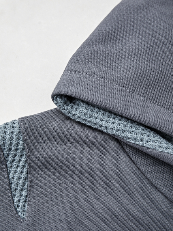 Men's Irregular Waffle Splice Reversible Oversized Hoodie-4