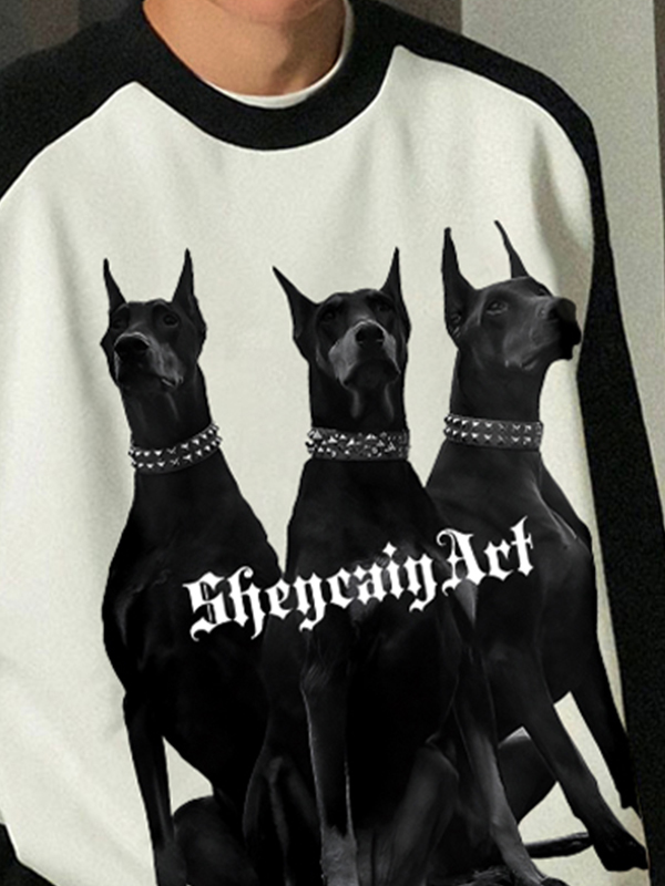 Men’s Dog Print Raglan Sweatshirt