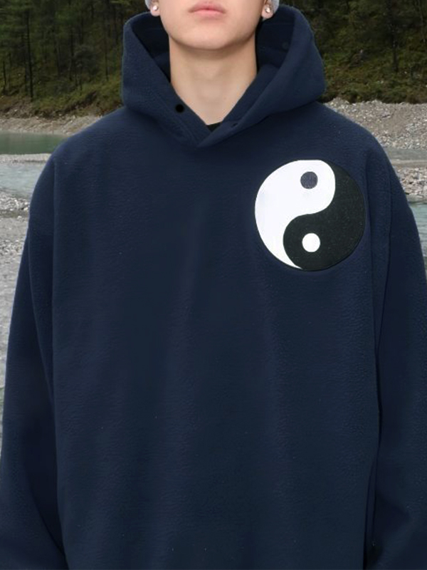 Men’s Yin&Yang Embroidery Print Oversized Hoodie