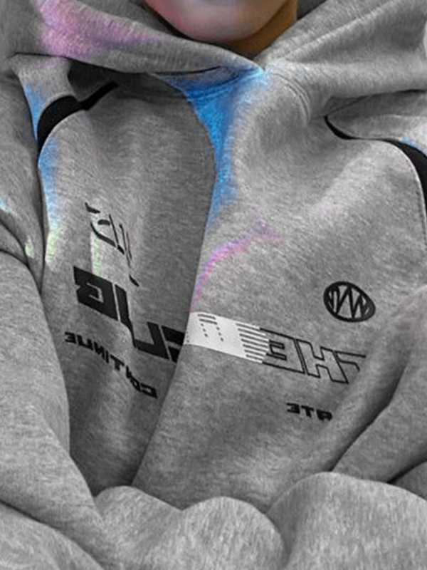 Men’s Letter Print Splice Oversized Hoodie