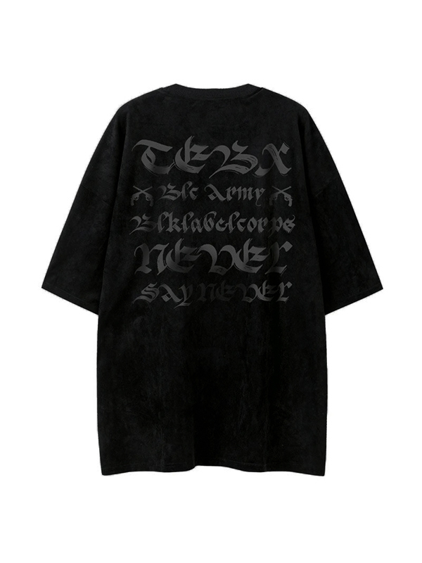 Men’s Vintage Suede Letter Print Short Sleeve Tee