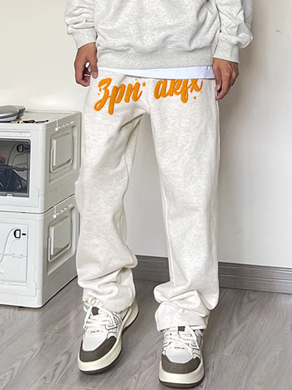 Men’s Solid Ruched Bound Feet Wide Leg Pants