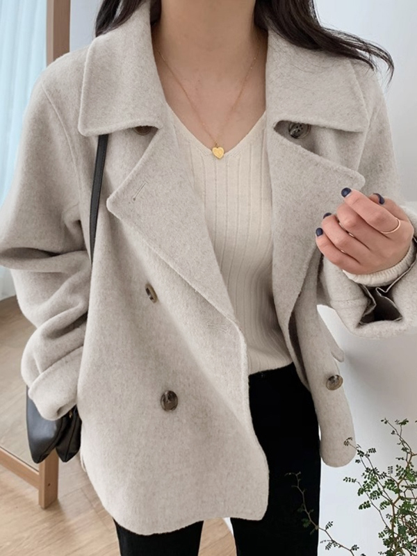 Shawl Collar Double Breasted Loose Jacket