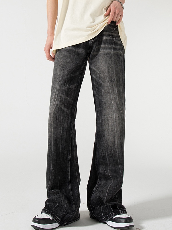 Retro Straight Style Distressed Washed Loose Jeans