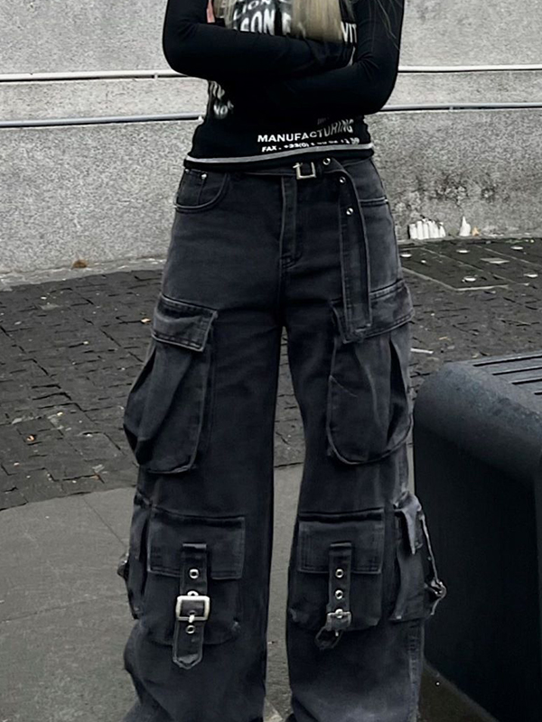 Retro Multi-Pockets Cargo Jeans