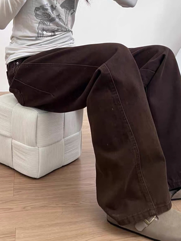 Melard Brown Curved Knife Boyfriend Jeans