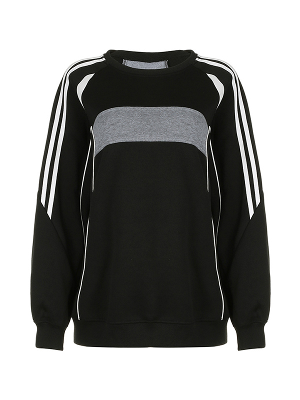Preppy Contrast Color Splice Sweatshirt-4