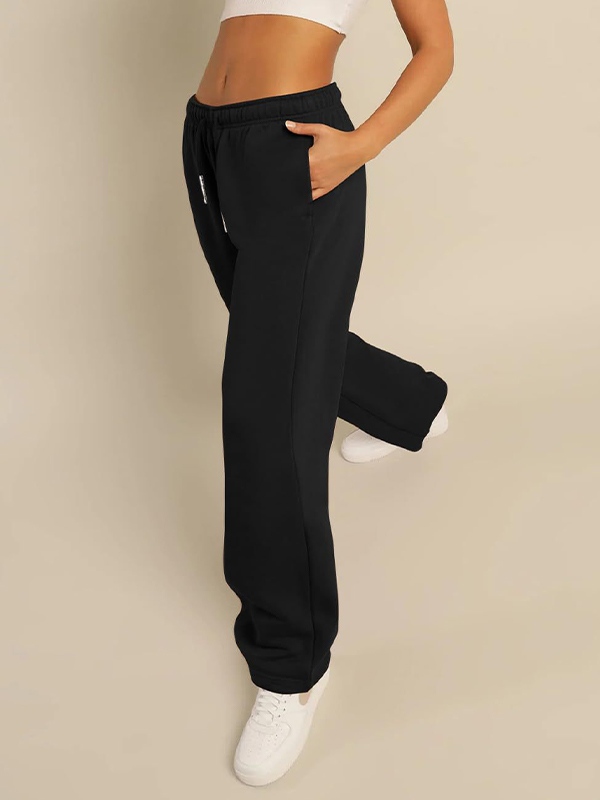 Solid Drawstring Loose Sweatpants