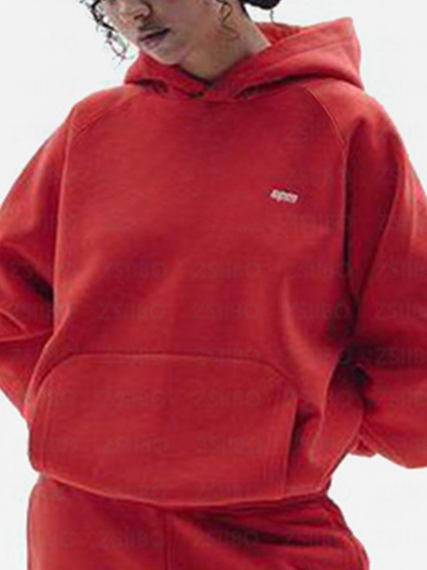 Simple Letter Embroidered Print Oversized Hoodie