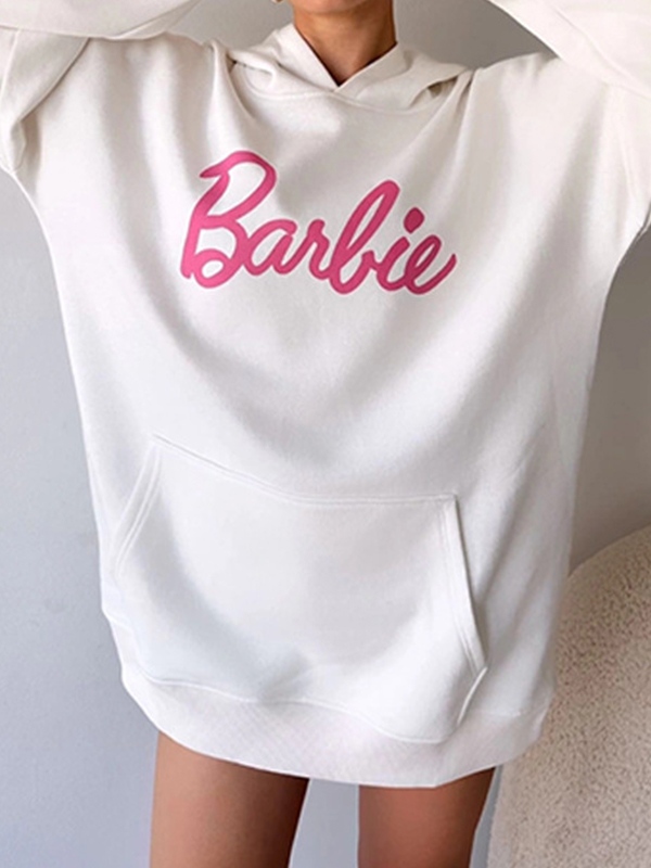 Contrast Color Letter Print Oversized Hoodie