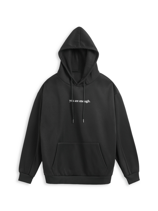 Letter Print Kangaroo Pocket Drawstring Oversized Hoodie