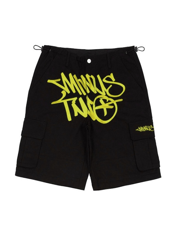 Hip Pop Contrast Letter Print Drawstring Shorts