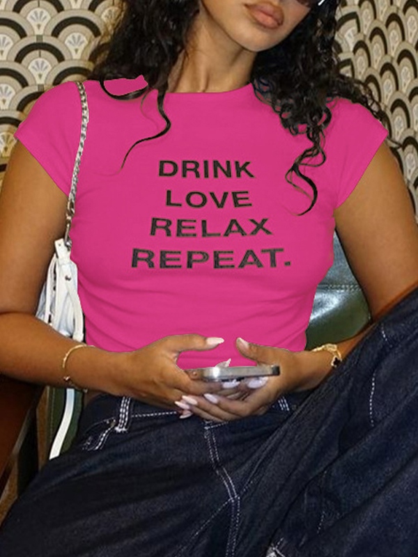 Letter Print Short Sleeve Tee