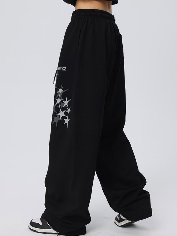 Vintage Star Print Loose Sweatpants