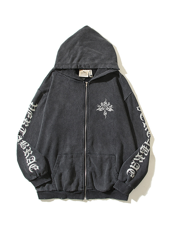 Men’s Dark Print Oversized Long Sleeve Hoodie