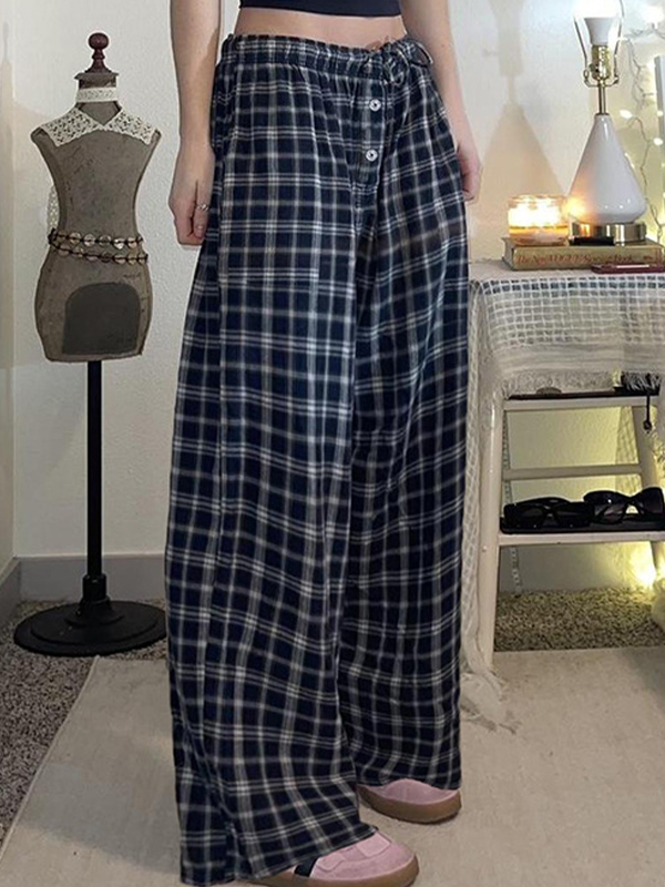 Plaid Straight Leg Pants