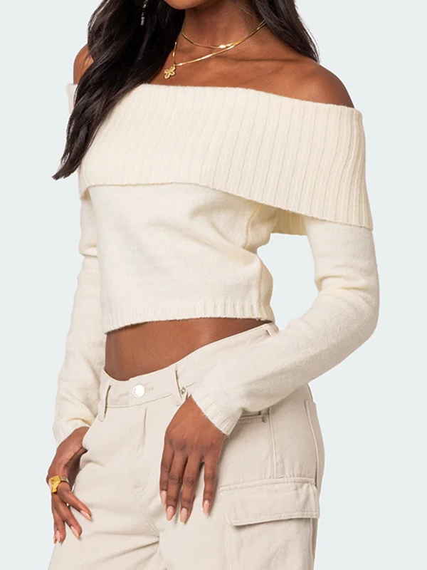 Off Shoulder Long Sleeves Knits