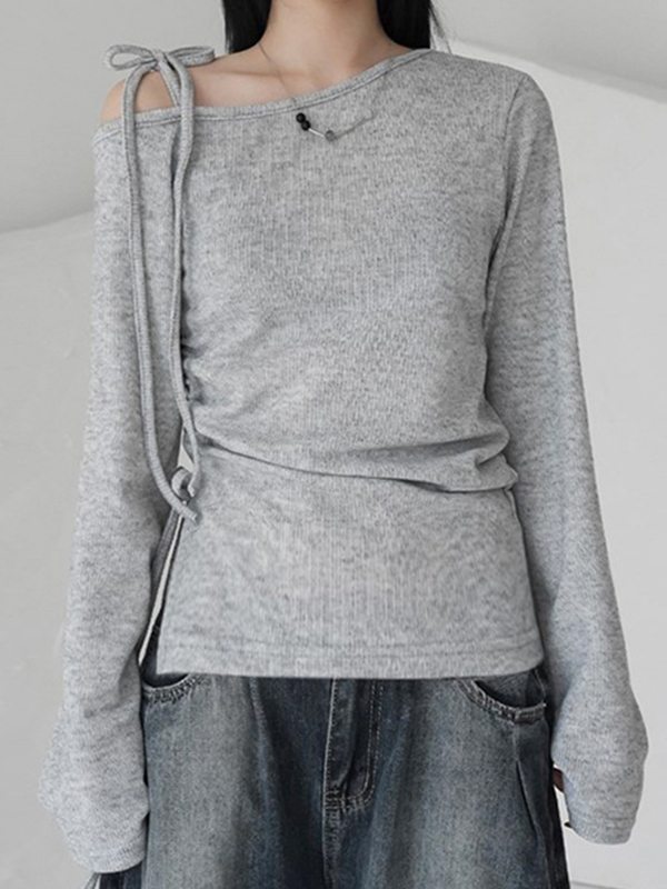 Casual Off Shoulder Long Sleeves Knits