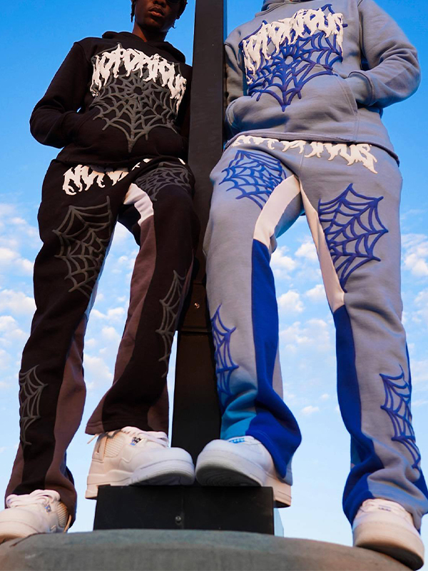 Spider Web Lettering Foam Print Sweatpants