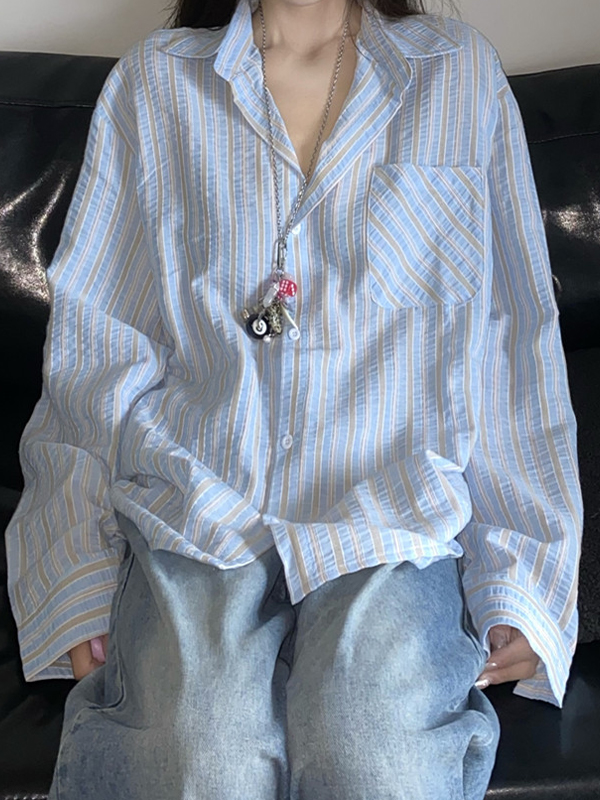 Striped Print Long Sleeves Shirts