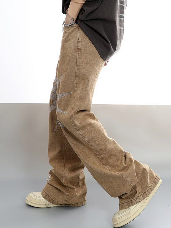 Men’s Vintage Embroidered Loose Jeans