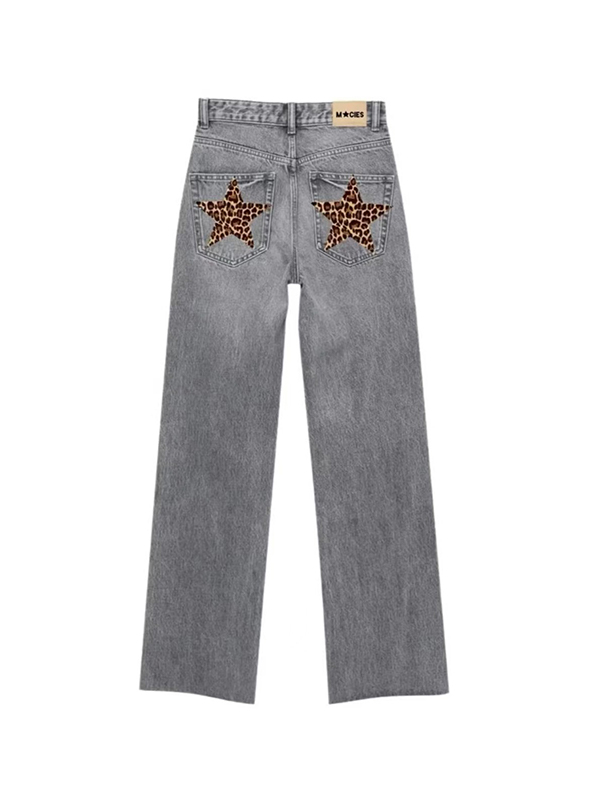 Men’s Star Print Loose Jeans