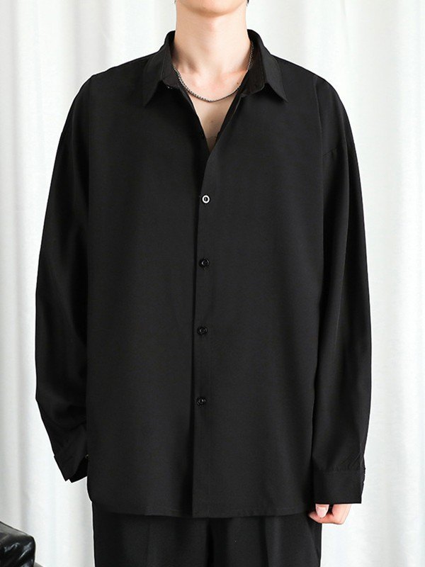 Men’s Draped Long Sleeve Button Down Shirt