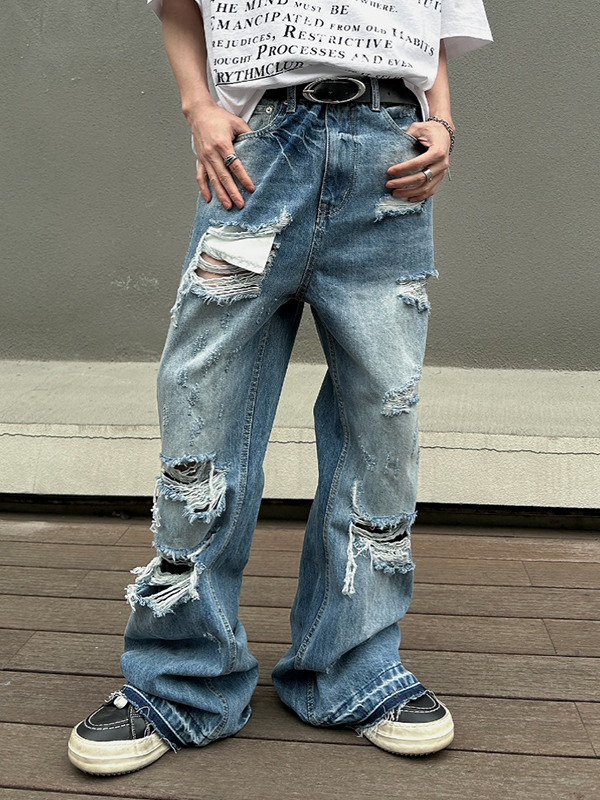 Men’s Ripped Flared Jeans