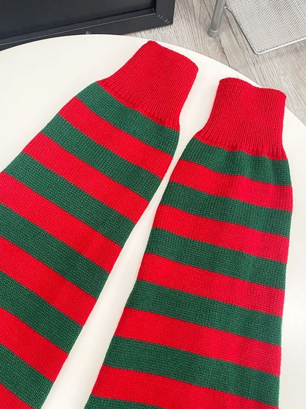 Contrast Striped Knit Leg Warmer