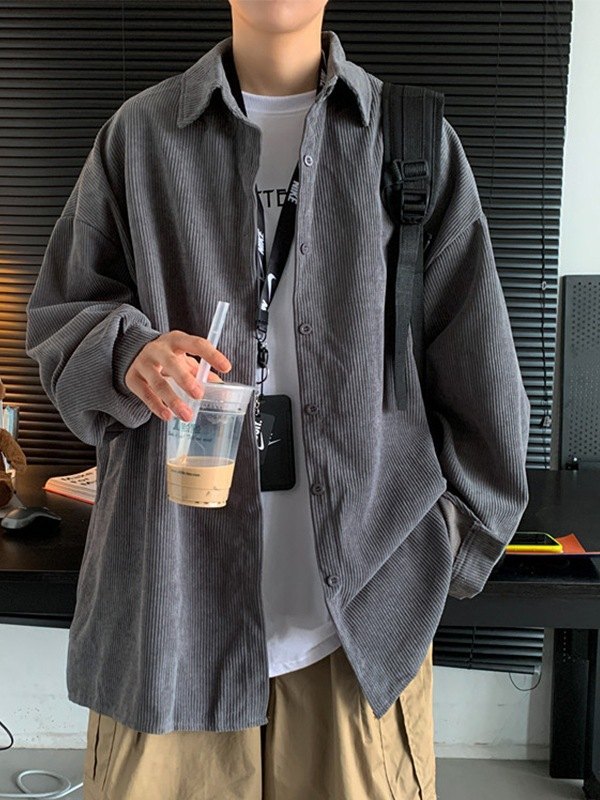 Men’s Casual Corduroy Long Sleeve Shirt
