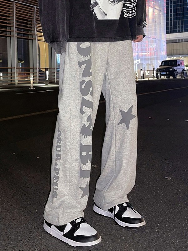 Men’s Letter Star Graphic Loose Sweatpants