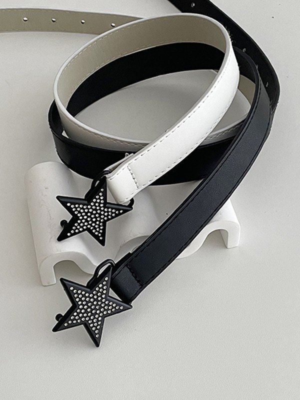 Rhinestone Star Pu Leather Belt