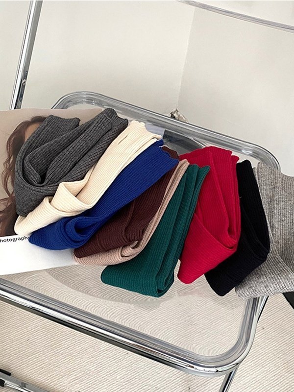 Ribbed Knit Thumbhole Arm Warmer Gloves