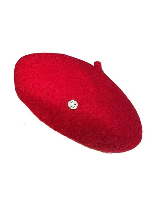 Faux Pearl Embellished Wool Blend Beret Hat