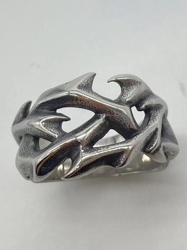 Punk Vine Pattern Silver Ring