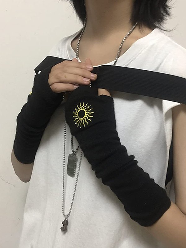 Sun Jacquard Black Arm Warmer