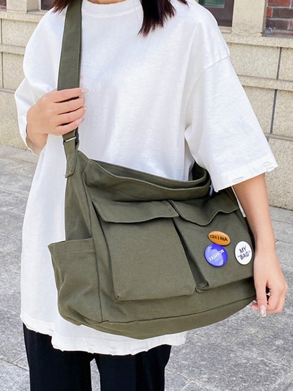 Badge Design Large Crossbody Bag