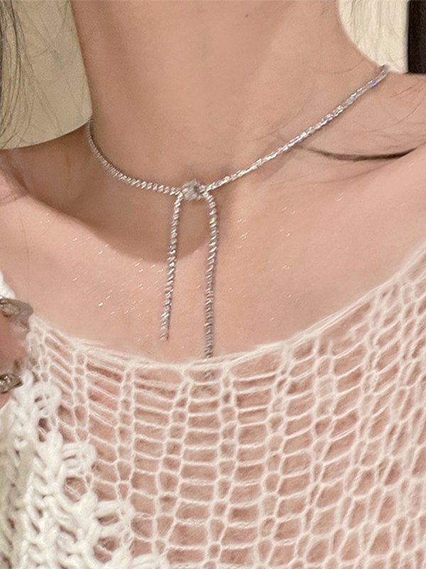 Adjustable Rhinestone Chain Necklace