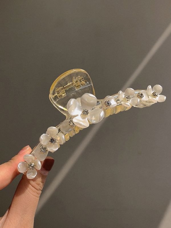 Rhinestone Decor Floral Hair Claw
