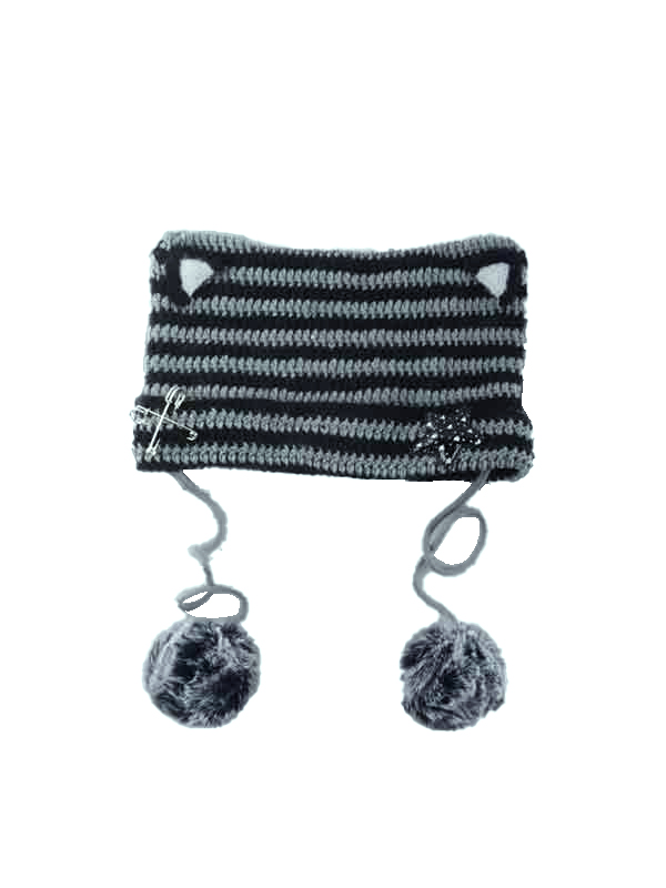 Cat Design Stripe Beanie Hat