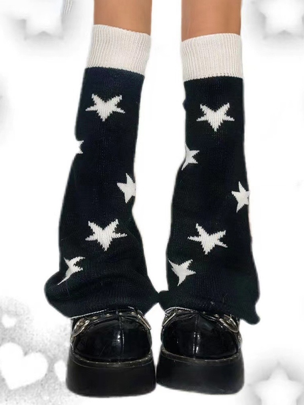 Contrast Color Star Print Leg Warmer