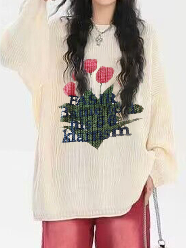 Tulip Jacquard Loose Sweater