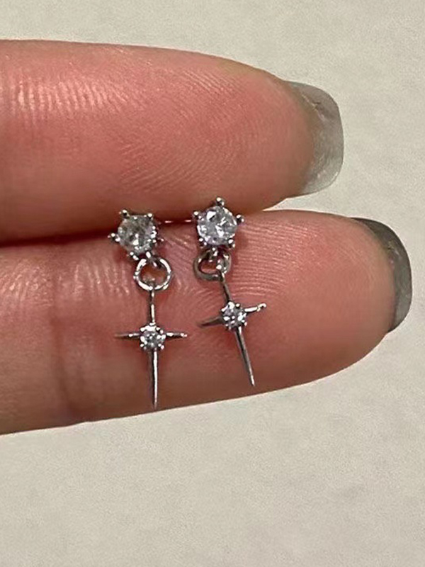 Shiny Cross Pendant Stud Earring