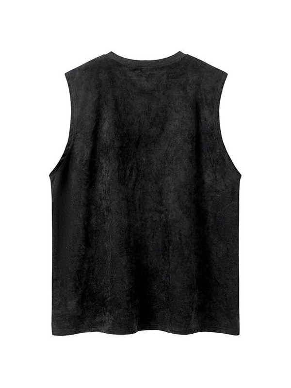 Men’s Suede Letter Cartoon Print Vest