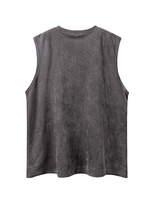 Men’s Suede Cartoon Print Vest