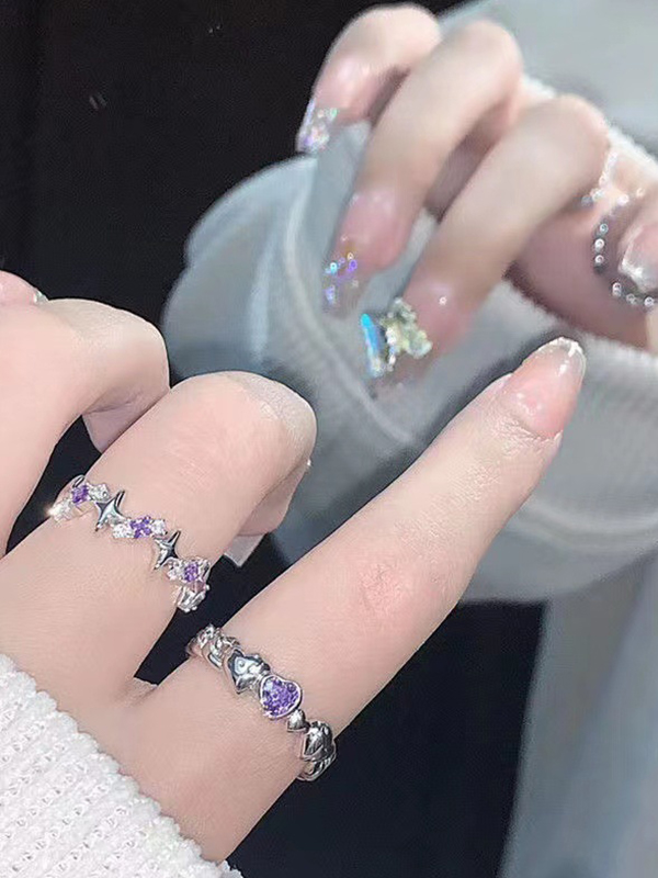 Star Heart Diamond Open Ring