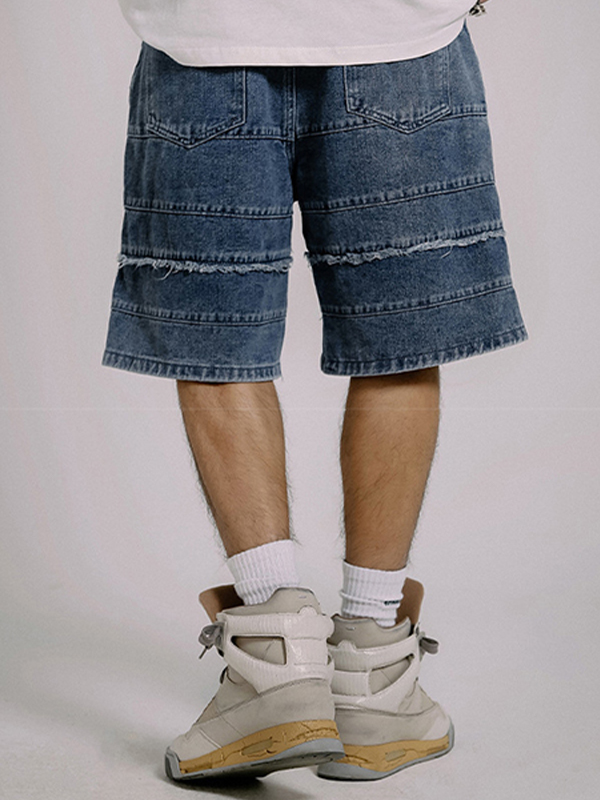 Men’s Letter Embroidery Casual Denim Shorts